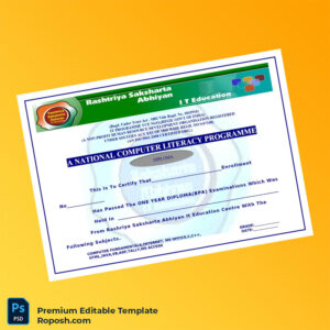 Editable India Touch Stone Institute of IT & Management National Computer Literacy Diploma – Fast Edit 2 Page Editable India Touch Stone Institute of IT & Management National Computer Literacy Diploma – Fast Edit 2 Page