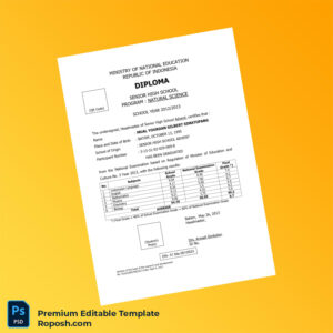 Editable Indonesia Senior High School Advent High School Diploma Template (Fast Edit) Editable Indonesia Senior High School Advent High School Diploma Template (Fast Edit)