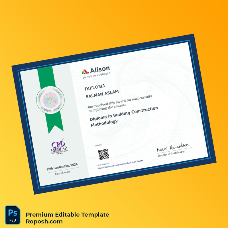 Editable Ireland Alison Diploma in Building Construction Methodology Template – Fast Edit Editable Ireland Alison Diploma in Building Construction Methodology Template – Fast Edit