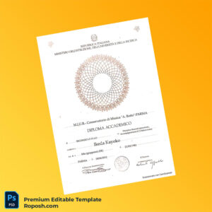 Editable Italy Conservatorio di Musica A. Boito Diploma Accademico Template – Fast Edit