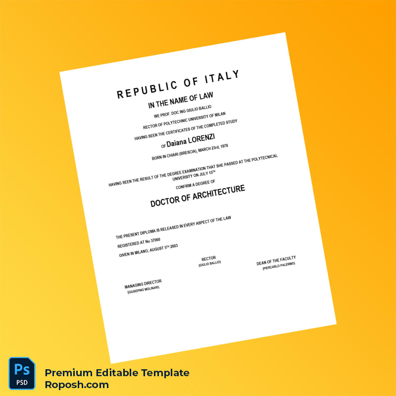 Editable Italy Polytechnic University of Milan Doctor of Architecture Template – Fast Edit Editable Italy Polytechnic University of Milan Doctor of Architecture Template – Fast Edit