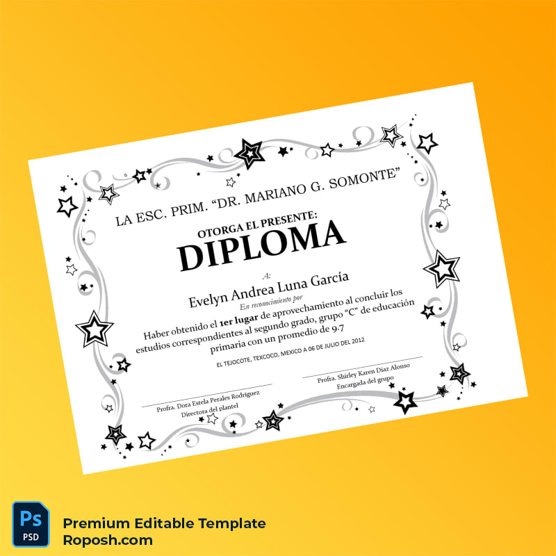 Editable Mexico Dr. Mariano G. Somonte Primary School Academic Excellence Diploma – Fast Edit Editable Mexico Dr. Mariano G. Somonte Primary School Academic Excellence Diploma – Fast Edit