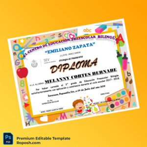 Editable Mexico Emiliano Zapata Preschool Center Preschool Diploma – Fast Edit 3 Page Editable Mexico Emiliano Zapata Preschool Center Preschool Diploma – Fast Edit 3 Page