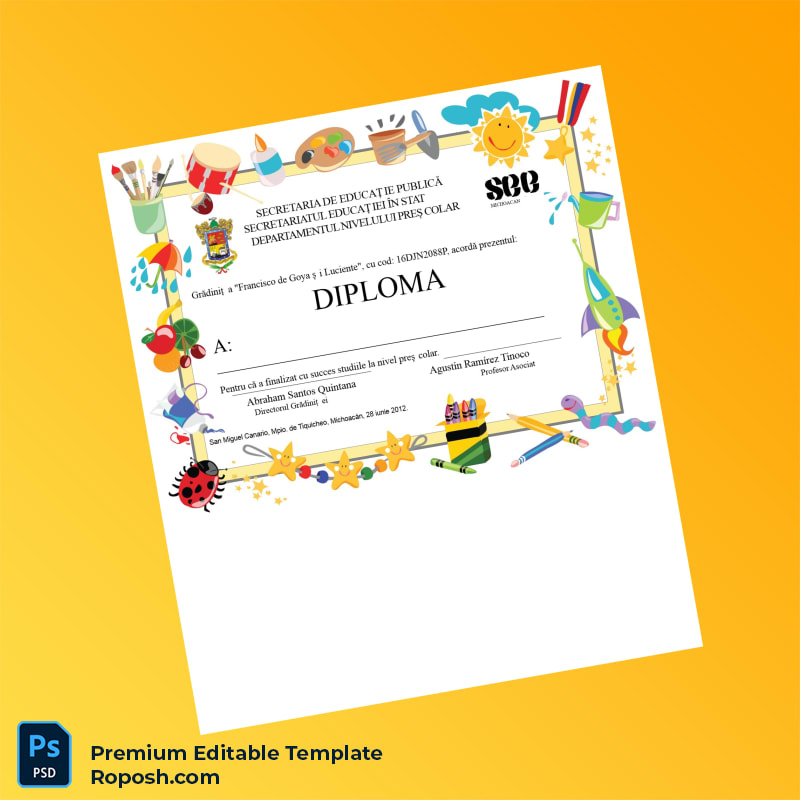 Editable Mexico Francisco de Goya y Luciente Kindergarten Preschool Diploma – Fast Edit Editable Mexico Francisco de Goya y Luciente Kindergarten Preschool Diploma – Fast Edit