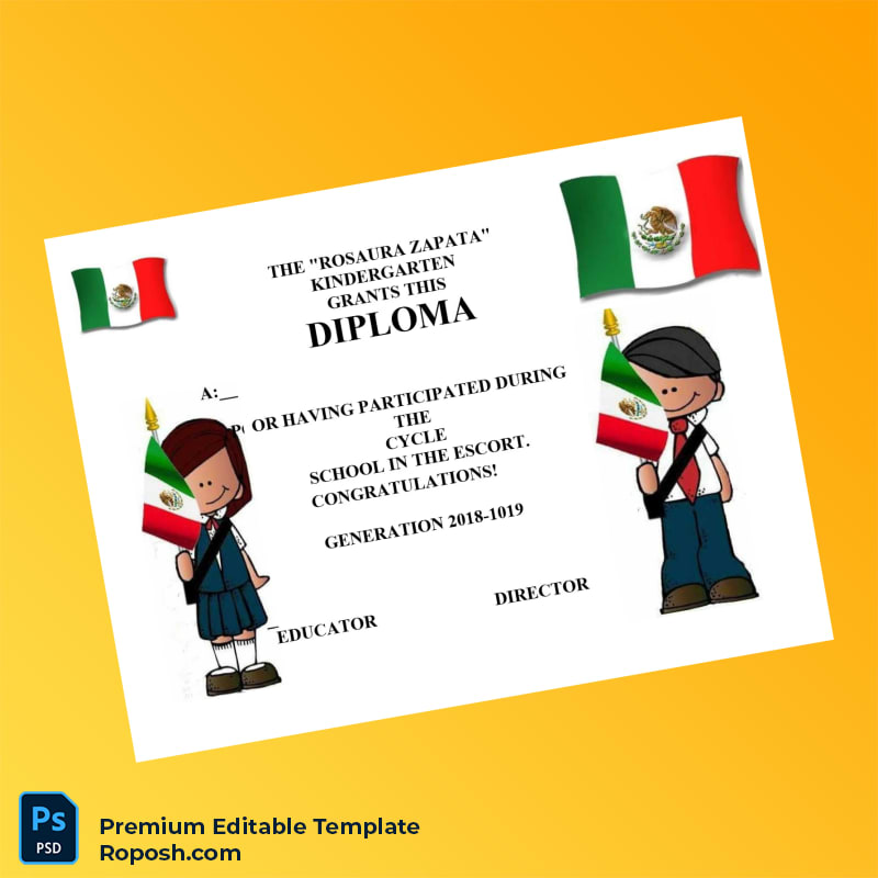 Editable Mexico Rosaura Zapata Kindergarten Diploma Template – Instant Download Editable Mexico Rosaura Zapata Kindergarten Diploma Template – Instant Download