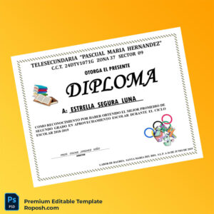 Editable Mexico Telesecundaria Pascual MarÃa Hernández Diploma Certificate (Fast Edit) Editable Mexico Telesecundaria Pascual MarÃa Hernández Diploma Certificate (Fast Edit)