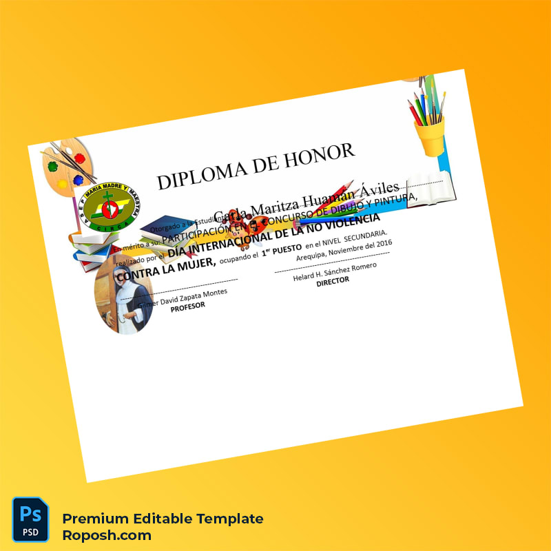 Editable Peru A.S.E.P. _María Madre y Maestra_ Honor Diploma Template (Fast Edit) 6 Page Editable Peru A.S.E.P. _María Madre y Maestra_ Honor Diploma Template (Fast Edit) 6 Page