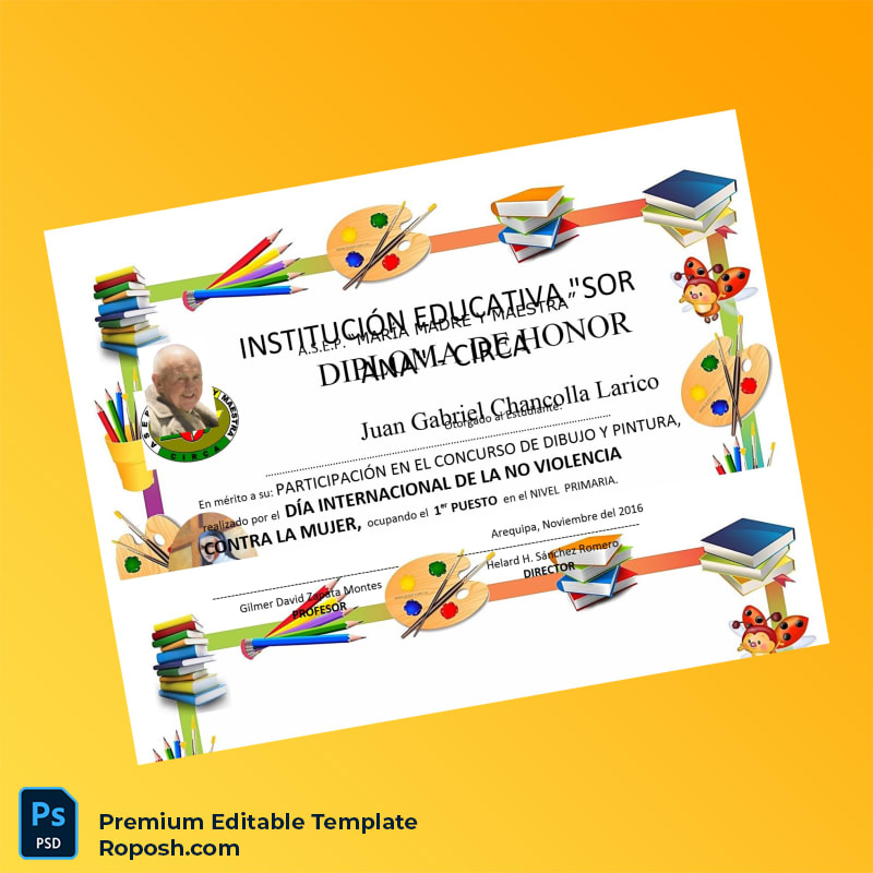 Editable Peru A.S.E.P. _María Madre y Maestra_ Honor Diploma Template (Fast Edit) 6 Page Editable Peru A.S.E.P. _María Madre y Maestra_ Honor Diploma Template (Fast Edit) 6 Page