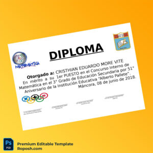 Editable Peru Alberto Pallete Institution High School Diploma Template (Fast Edit) Editable Peru Alberto Pallete Institution High School Diploma Template (Fast Edit)