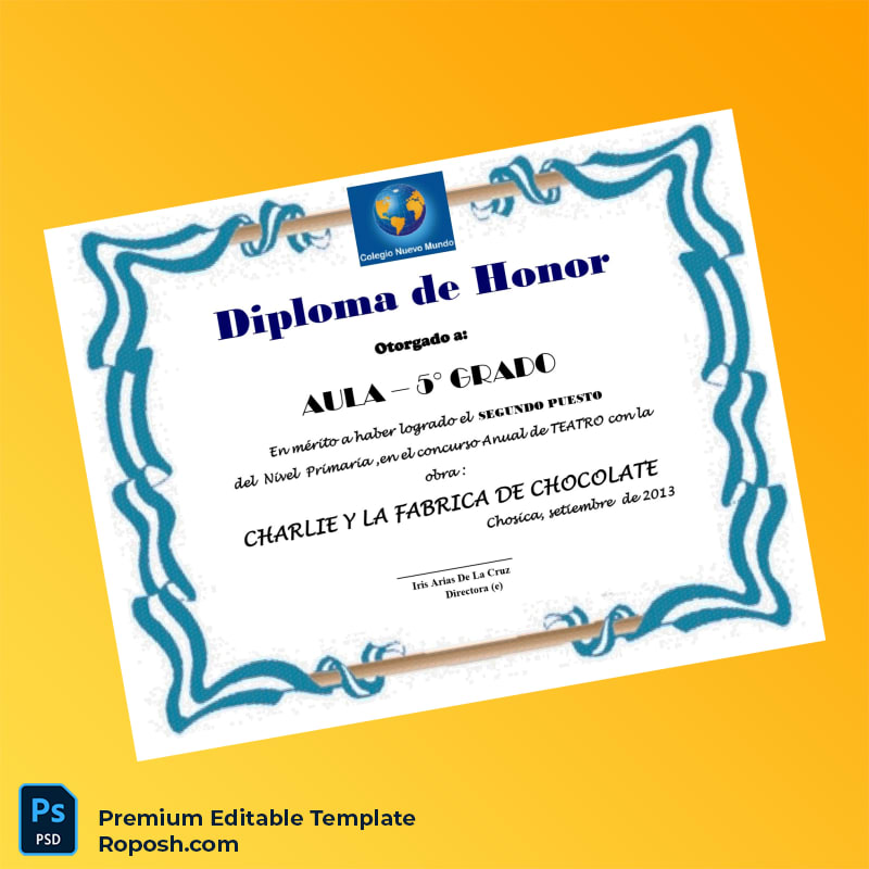 Editable Peru Colegio Nuevo Mundo Honor Diploma Template – Fast Edit Editable Peru Colegio Nuevo Mundo Honor Diploma Template – Fast Edit