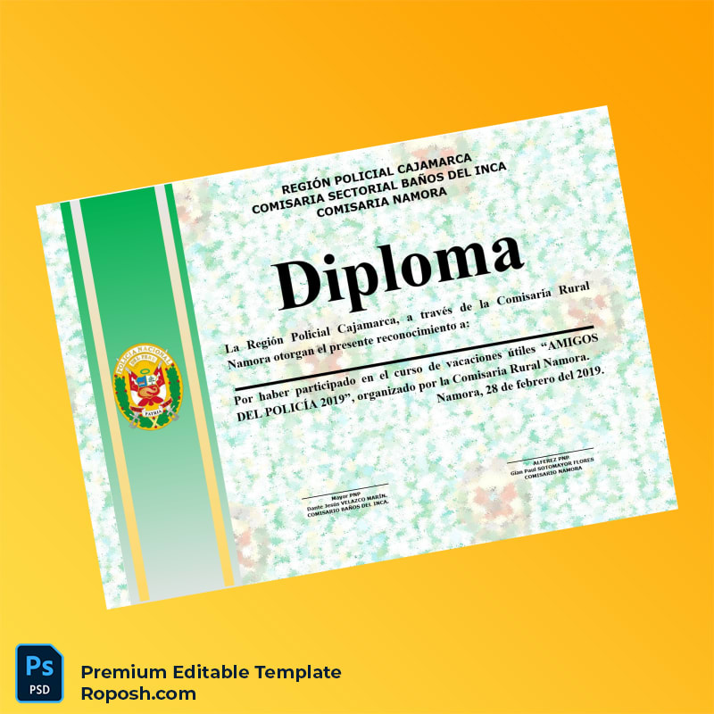 Editable Peru Comisaria Rural Namora Diploma of Recognition 2019 Template – Instant Download Editable Peru Comisaria Rural Namora Diploma of Recognition 2019 Template – Instant Download