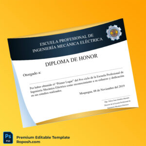 Editable Diploma Template – Peru Escuela Profesional de Ingeniería Mecánica Eléctrica Honor Diploma (High Quality) Editable Diploma Template – Peru Escuela Profesional de Ingeniería Mecánica Eléctrica Honor Diploma (High Quality)