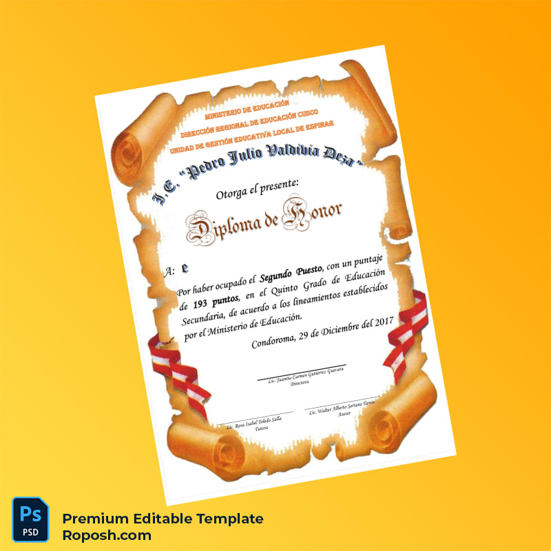 Printable Diploma Template – Peru I.E. Pedro Julio Valdivia Díaz Honor Diploma Template (Fast Edit) Printable Diploma Template – Peru I.E. Pedro Julio Valdivia Díaz Honor Diploma Template (Fast Edit)