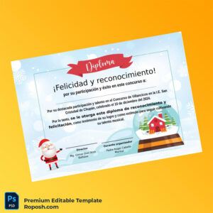 Editable Peru I.E. San Cristobal de Chupán Recognition Diploma Template – Fast Edit 5 Page