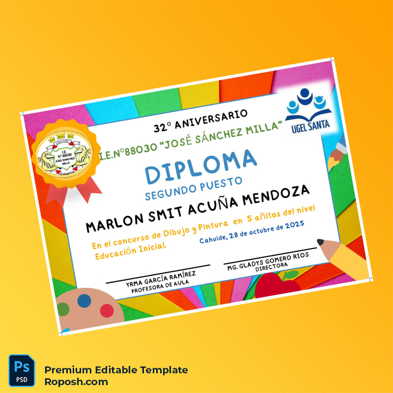 Editable Peru I.E.N°88030 _José Sánchez Milla_ Diploma Template – Fast Edit Editable Peru I.E.N°88030 _José Sánchez Milla_ Diploma Template – Fast Edit