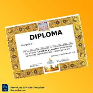 Editable Peru Iglesia Adventista del Séptimo DÃa Diploma for Vacation Bible School Participation Certificate – Instant Download Editable Peru Iglesia Adventista del Séptimo DÃa Diploma for Vacation Bible School Participation Certificate – Instant Download