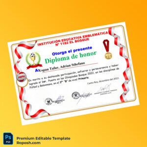 Editable Peru Institución Educativa Emblemática No 1182 El Bosque Diploma of Honor Template – Fast Edit Editable Peru Institución Educativa Emblemática No 1182 El Bosque Diploma of Honor Template – Fast Edit