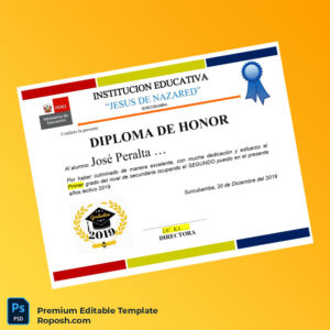 Editable Peru Jesus de Nazared Honor Diploma – Fast Edit Editable Peru Jesus de Nazared Honor Diploma – Fast Edit