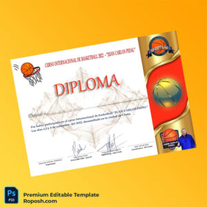 Editable Peru Juan Carlos Pidal International Basketball Course Diploma – Instant Download