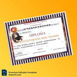 Editable Diploma Template Peru La Inmaculada High School Diploma (Fast Edit) 5 Page Editable Diploma Template Peru La Inmaculada High School Diploma (Fast Edit) 5 Page