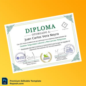 Editable Peru National Customs and Foreign Trade Diploma Template (Instant Download) 2 Page Editable Peru National Customs and Foreign Trade Diploma Template (Instant Download) 2 Page