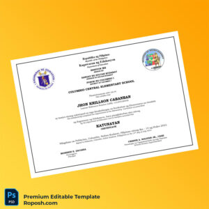 Editable Philippines Columbio Central Elementary School Elementary Certificate Template – Fast Edit 2 Page Editable Philippines Columbio Central Elementary School Elementary Certificate Template – Fast Edit 2 Page