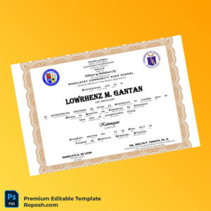Editable Philippines Mabalacat Community High School Diploma Certificate – Fast Edit Editable Philippines Mabalacat Community High School Diploma Certificate – Fast Edit