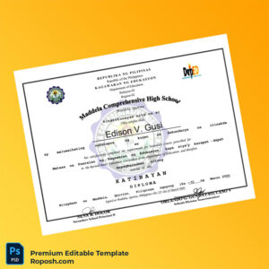 Editable Philippines Maddela Comprehensive High School Secondary Diploma – Instant Download 2 Page Editable Philippines Maddela Comprehensive High School Secondary Diploma – Instant Download 2 Page