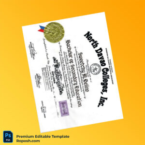 Editable Philippines North Davao Colleges Inc Bachelor of Secondary Education Diploma (Fast Edit) Editable Philippines North Davao Colleges Inc Bachelor of Secondary Education Diploma (Fast Edit)
