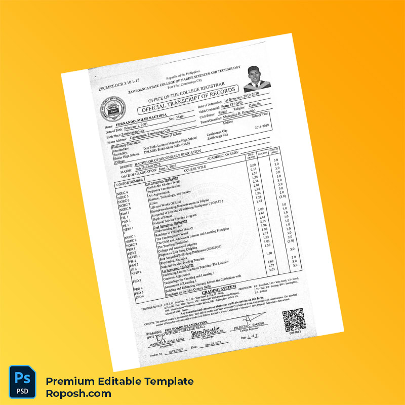 Editable Philippines Tor University Bachelor of Secondary Education Major in Mathematics Template – Instant Download 4 Page Editable Philippines Tor University Bachelor of Secondary Education Major in Mathematics Template – Instant Download 4 Page