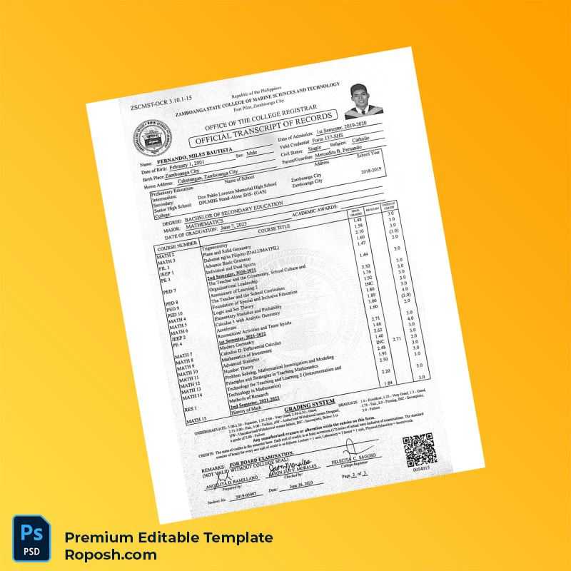 Editable Philippines Tor University Bachelor of Secondary Education Major in Mathematics Template – Instant Download 4 Page Editable Philippines Tor University Bachelor of Secondary Education Major in Mathematics Template – Instant Download 4 Page