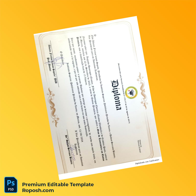 Editable Portugal Instituto Superior Politécnico Privado do Lenta Diploma Template (Fast Edit) Editable Portugal Instituto Superior Politécnico Privado do Lenta Diploma Template (Fast Edit)