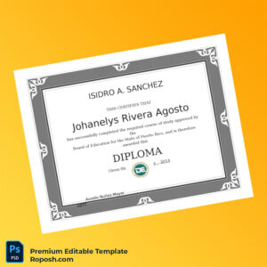 Editable Puerto Rico Board of Education High School Diploma – Instant Download 2 Page Editable Puerto Rico Board of Education High School Diploma – Instant Download 2 Page