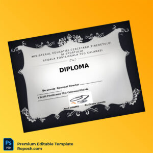 Editable Romania FEG Calarasi Post-High School Diploma Template – Fast Edit