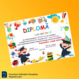 Editable Romania Grădinița Bernadea Preschool Diploma Template (Fast Edit) Editable Romania Grădinița Bernadea Preschool Diploma Template (Fast Edit)