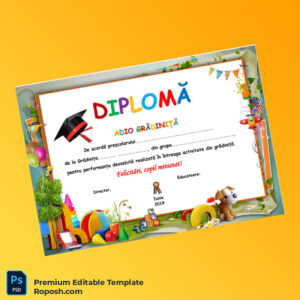 Printable Romania Kindergarten Diploma Template – Instant Download Printable Romania Kindergarten Diploma Template – Instant Download
