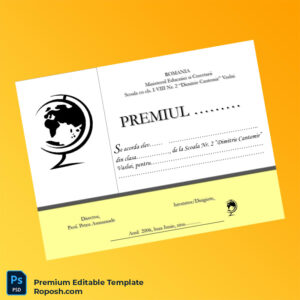 Editable Romania School No. 2 _Dimitrie Cantemir_ Achievement Certificate (Fast Edit) Editable Romania School No. 2 _Dimitrie Cantemir_ Achievement Certificate (Fast Edit)