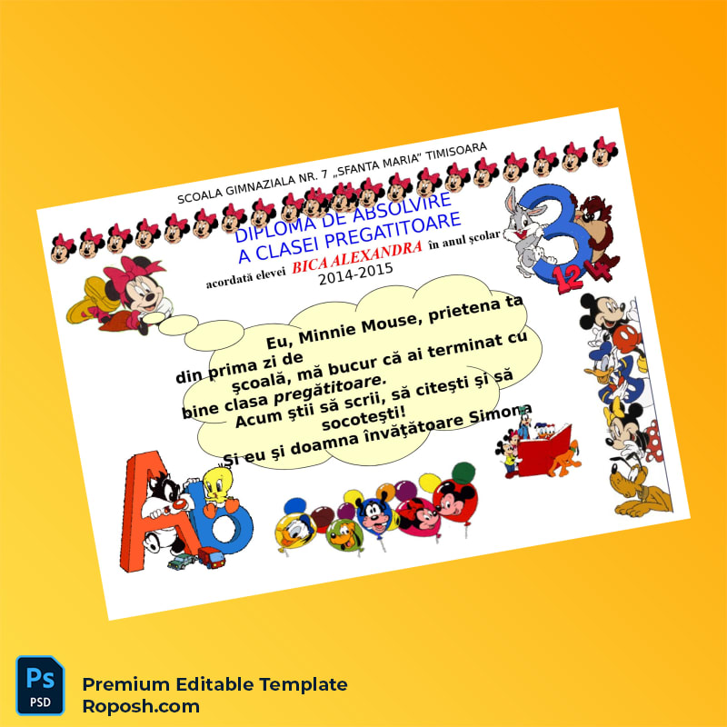 Editable Romania School No. 7 _Sfanta Maria_ Kindergarten Diploma – Instant Download Editable Romania School No. 7 _Sfanta Maria_ Kindergarten Diploma – Instant Download