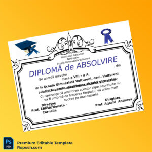 Editable Romania Scoala Gimnaziala Vultureni Diploma Template – Fast Edit Editable Romania Scoala Gimnaziala Vultureni Diploma Template – Fast Edit