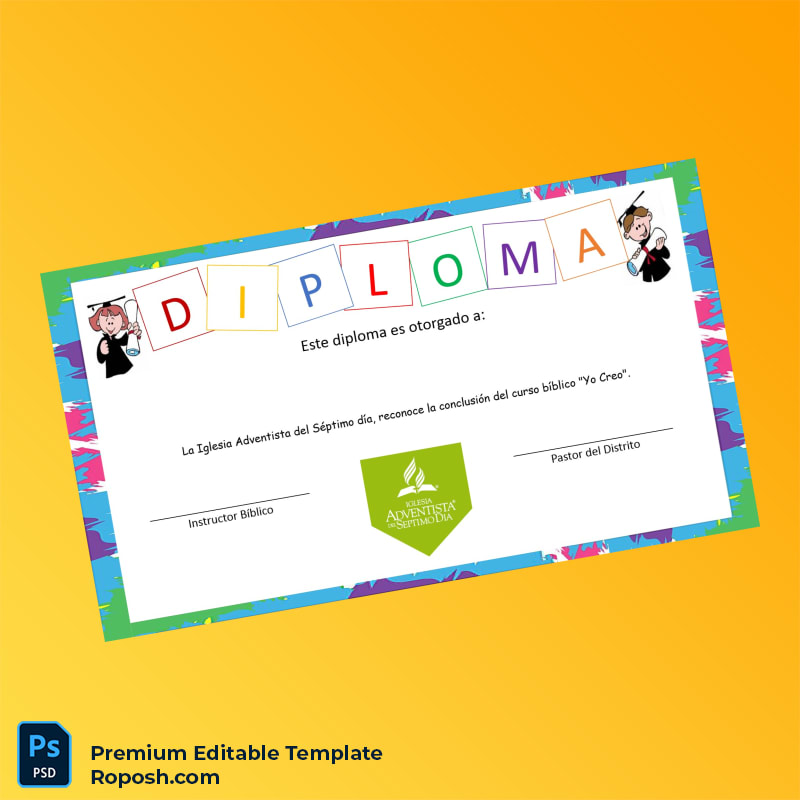 Editable Spain Adventist Church of the Seventh Day Diploma Template – Fast Edit 6 Page Editable Spain Adventist Church of the Seventh Day Diploma Template – Fast Edit 6 Page