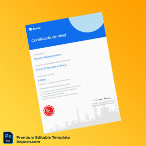 Editable Spain Busuu A2 English Level Certificate Template – Fast Edit Editable Spain Busuu A2 English Level Certificate Template – Fast Edit