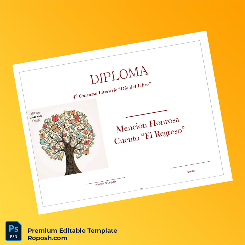 Editable Spain Diploma Día Del Libro Honorable Mention Certificate – Fast Edit Editable Spain Diploma Día Del Libro Honorable Mention Certificate – Fast Edit