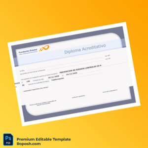 Editable Spain Fundación Estatal Preventiva de Riesgos Laborales 50-Hour Diploma Template (Fast Edit) 4 Page