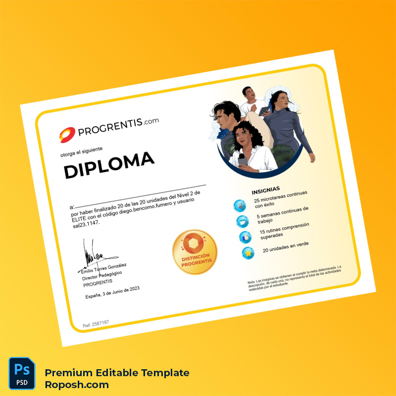 Editable Spain Progrentis Level 2 Diploma Template – Fast Edit Editable Spain Progrentis Level 2 Diploma Template – Fast Edit