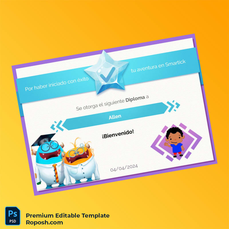 Editable Spain Smartick Diploma Template – Fast Edit Editable Spain Smartick Diploma Template – Fast Edit