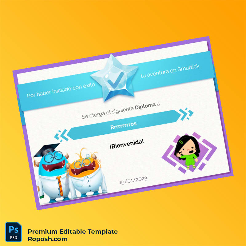 Printable Spain Smartick Welcome Diploma Template (Fast Edit) Printable Spain Smartick Welcome Diploma Template (Fast Edit)