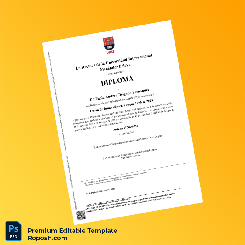 Editable Spain Universidad Internacional Menéndez Pelayo Diploma in English Language Immersion Course 2021 (Fast Edit) 2 Page Editable Spain Universidad Internacional Menéndez Pelayo Diploma in English Language Immersion Course 2021 (Fast Edit) 2 Page