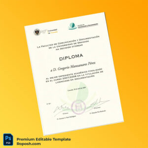 Editable Spain University of Granada Diploma in Documentation Template – Instant Download Editable Spain University of Granada Diploma in Documentation Template – Instant Download