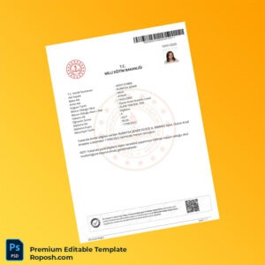 Editable Turkey Düzce Arsals Anadolu High School Diploma Template – Instant Download