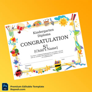 Editable USA Kindergarten School Kindergarten Diploma Template – Fast Edit